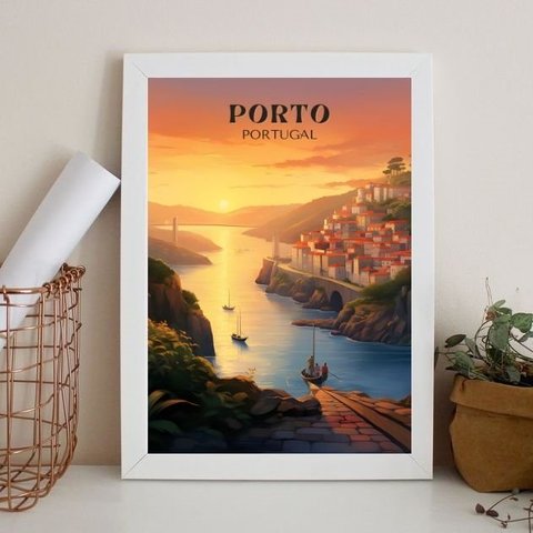 Quadro Decorativo Porto - Portugal 45x34cm:madeira Preta