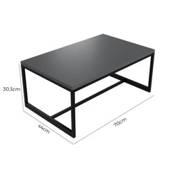 Mesa de Centro Decorativa 70x30,3x44 cm - Base de Aço Metalon Cor Preta - 5