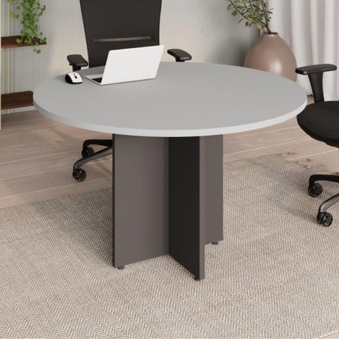 Mesa Corporativa Circular 120 cm X 120 cm Pés Painel com Regulagem de Altura para 4 a 6 Pessoas F5