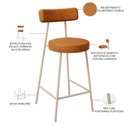 Ver imagem 4 de Kit 02 Banquetas Baixa Cozinha Sala Jantar Bancada Milão Arena L02 Couríssimo Canela - lyam decor
