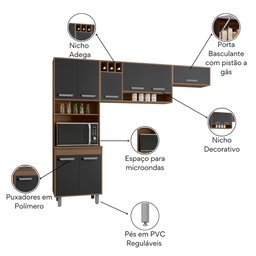 Cozinha Compacta Paneleiro e Aéreo Barcelona - Poliman Móveis - 5