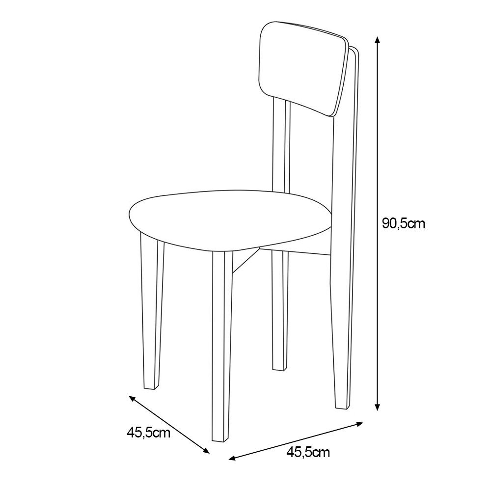 Conjunto Mesa de Jantar Base Madeira Maciça com 4 Cadeiras Elisa para Apartamenteo 80 X 80 Off - 5