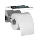 Ver imagem 2 de Suporte Papel Higienico Inox Kit 12 Unidades Banheiro Lavabo Parede Prateleira Apoio Celular Objeto