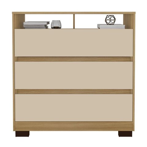 Cômoda para Quarto 3 Gavetas 90cm Califórnia Carvalho Off White Incorplac