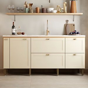 Gabinete de Cozinha Jequitiba 194 Cm Balcão de Pia 100% Mdf:jequitiba/areia