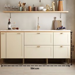 Gabinete de Cozinha Jequitiba 194 Cm Balcão de Pia 100% Mdf:jequitiba/areia - 4