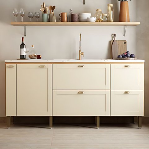 Gabinete de Cozinha Jequitiba 194 cm Balcão de Pia 100% MDF:Jequitiba/Areia
