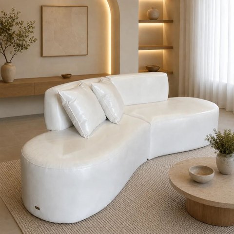 Sofá 200cm Luxo Sala Virginia 2 Lugares Corino Modena: Branco