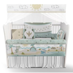 Kit Berço Enxoval de Bebê Dinossauros Verde