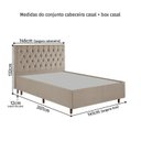 Ver imagem 5 de Kit Cama Box Casal e Cabeceira em Madeira Maciça Estofada Espresso Móveis Bege/Linho