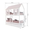 Ver imagem 3 de Beliche Casinha Bela com 2 Gavetas - Madeira Maciça Branco/rosa | Housin