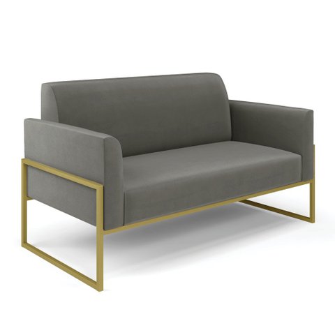 Sofá Namoradeira Base Industrial Alta Dourado Marisa Suede D03 - D’Rossi Grafite