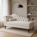 Ver imagem 2 de Chaise Recamier 150 Cmem Veludo Pés Luis Xv Capitonê de Luxo