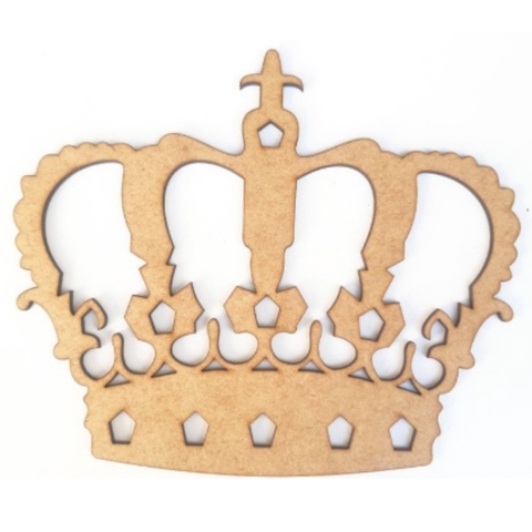 Coroa - Princesa/Principe - MDF - Cru - Placa Quadro - 18x15cm