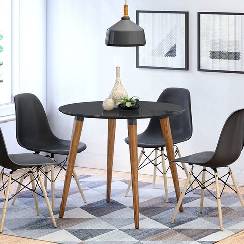 Mesa Sala de Jantar Veneza Redonda Tampo com Vidro 90x90cm
