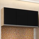 Ver imagem 2 de Armário Aéreo 120cm 3 Portas Virgínia Castanho/Preto - Lumil Móveis