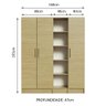 Guarda-Roupa Modulado Madesa Nilo 100% MDF 160002 3 Peças Carvalho Cor:Carvalho - 3