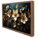 Ver imagem 1 de Quadro Decorativo Caixa Floral Luxo Azaléias Douradas Tacolado Moldura Caixa 3cm Madeira com Vidro 8