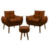 Kit Poltrona Decorativa + Puff Redondo Luxo Descanso Salão de Beleza Escritório - Cor Terracota - 1