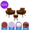 Kit Poltrona Decorativa + Puff Redondo Luxo Descanso Salão de Beleza Escritório - Cor Terracota - 3