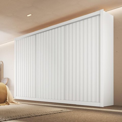 Guarda Roupa 3 Portas York 100% Mdf Branco Acetinado - Móveis Europa