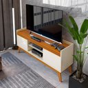 Ver imagem 7 de Rack Tv Ripado 50 Polegadas com 2 Portas Monaco - Off White e Cedro