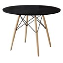 Ver imagem 3 de Mesa De Jantar Eames Eiffel 110Cm Preta Base Madeira Maciça