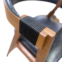 Ver imagem 2 de Banqueta Sofia com Braço Detalhe Corda Naval Preta e Estofado Courino Preto Madeira 4