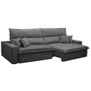 Ver imagem 1 de Sofá Retrátil Reclinável para Sala 4 Lugares 290cm Aisha F04 Veludo Cinza Escuro - Lyam Decor
