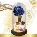 Ver imagem 7 de Luminária Love a Rosa Encantada Azul 28 Cm Presente de Natal Presente para Namorada Amor Lindo Bouti