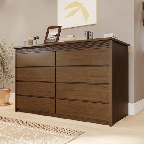 Cômoda 8 Gavetas Sofisticada MDF Pacioli Marrom/Ambar
