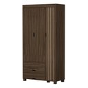 Ver imagem 4 de Guarda Roupa Roupeiro Bela Castanho 3 Portas 2 Gavetas Resistente de Mdf com Designer Ripado
