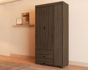 Ver imagem 1 de Guarda Roupa Roupeiro Bela Castanho 3 Portas 2 Gavetas Resistente de Mdf com Designer Ripado