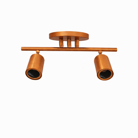 Spot Trilho Industrial Aluminio Teto 2 Luzes Gu10 Bivolt Lumini Lab - Rose Gold