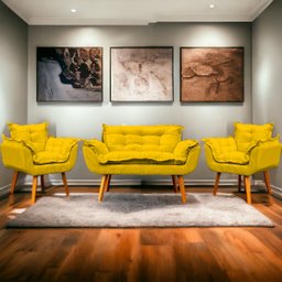 Kit Namoradeira Decorativa + 2 Poltronas Reforçadas Para Amamentação Suede - 1