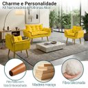 Ver imagem 3 de Kit Namoradeira Decorativa E 2 Poltronas Confortável Para Sala Recepção Manicure Alice Suede