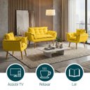 Ver imagem 5 de Kit Namoradeira Decorativa E 2 Poltronas Confortável Para Sala Recepção Manicure Alice Suede