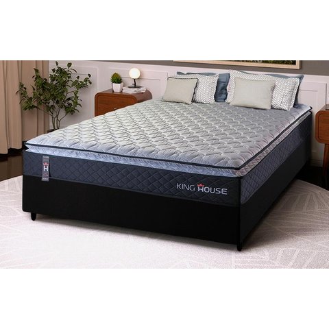 Conjunto Cama Box Viúva Dakota Preto 128x188x57 Espuma D33