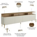 Ver imagem 5 de Rack Sala com Painel para Tv 75 Pol 4 Portas Brise 180cm Pés Dourado Clio I03 Louro Luna - Lyam