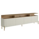 Ver imagem 3 de Rack Sala com Painel para Tv 75 Pol 4 Portas Brise 180cm Pés Dourado Clio I03 Louro Luna - Lyam