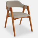 Ver imagem 1 de Cadeira de Madeira Viena Encosto Curvado Cor Mel Estofado Facto Garden Bege Acinzentado