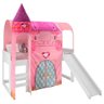 Cama Infantil com Escorregador Barraca 1 Torre e LED Castelo Princesa P13 Branco/Rosa - Mpozenato - 1