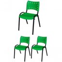 Ver imagem 1 de Cadeira Iso Base Preto , Escritório Verde Kit 3 Un