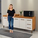 Ver imagem 6 de Balcão Atenas 4 Portas e 3 Gavetas Kaiki Moveis Nature/Off White