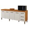 Balcão Atenas 4 Portas e 3 Gavetas Kaiki Moveis Nature/Off White - 1