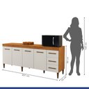 Ver imagem 2 de Balcão Atenas 4 Portas e 3 Gavetas Kaiki Moveis Nature/Off White