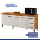 Ver imagem 3 de Balcão Atenas 4 Portas e 3 Gavetas Kaiki Moveis Nature/Off White