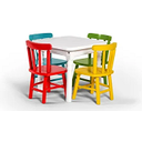 Ver imagem 2 de Conjunto de Mesa Infantil 60x60 com 4 Cadeiras Colorido I - Jm Móveis