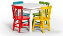Ver imagem 2 de Conjunto de Mesa Infantil 60x60 com 4 Cadeiras Colorido I - Jm Móveis