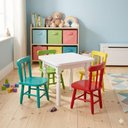 Ver imagem 1 de Conjunto de Mesa Infantil 60x60 com 4 Cadeiras Colorido I - Jm Móveis